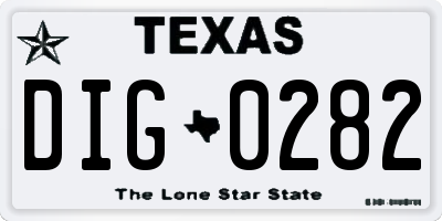 TX license plate DIG0282