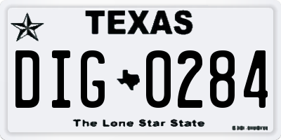 TX license plate DIG0284
