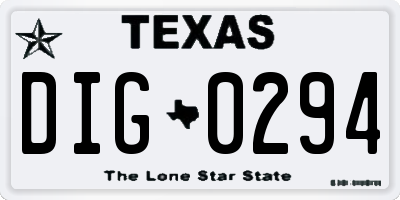 TX license plate DIG0294