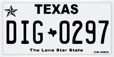 TX license plate DIG0297