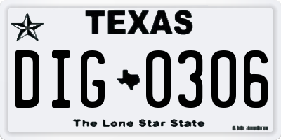 TX license plate DIG0306