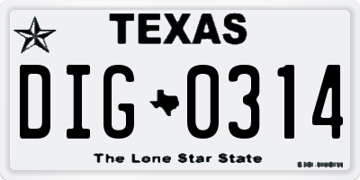 TX license plate DIG0314