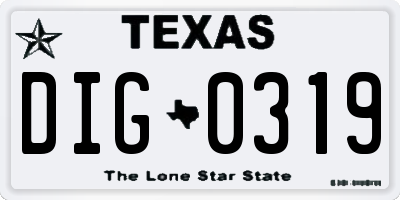 TX license plate DIG0319