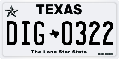 TX license plate DIG0322