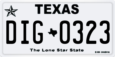 TX license plate DIG0323