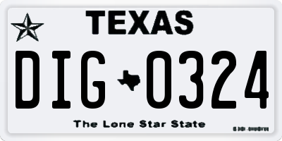 TX license plate DIG0324