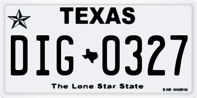 TX license plate DIG0327