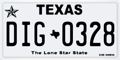 TX license plate DIG0328