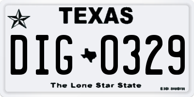 TX license plate DIG0329