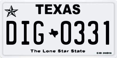 TX license plate DIG0331