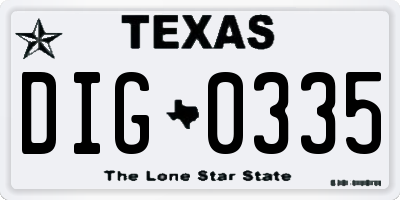 TX license plate DIG0335