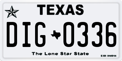 TX license plate DIG0336