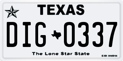 TX license plate DIG0337