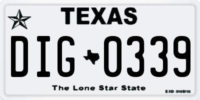 TX license plate DIG0339