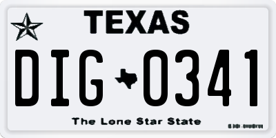 TX license plate DIG0341