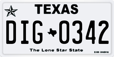 TX license plate DIG0342