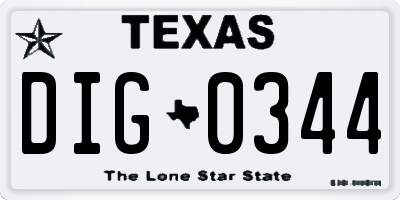 TX license plate DIG0344