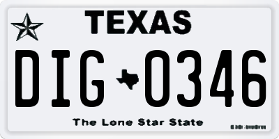 TX license plate DIG0346