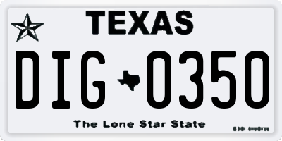 TX license plate DIG0350