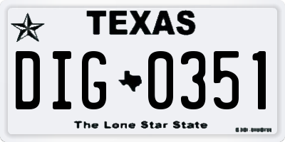 TX license plate DIG0351