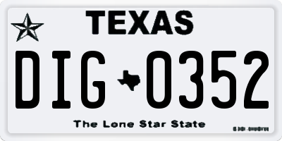 TX license plate DIG0352