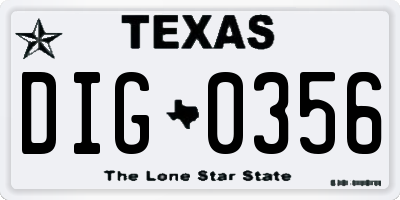 TX license plate DIG0356