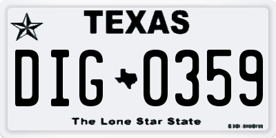 TX license plate DIG0359
