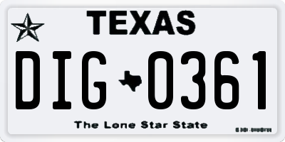 TX license plate DIG0361