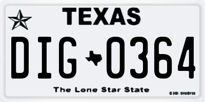 TX license plate DIG0364