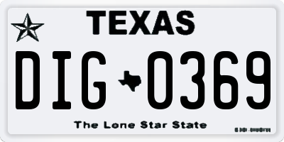 TX license plate DIG0369