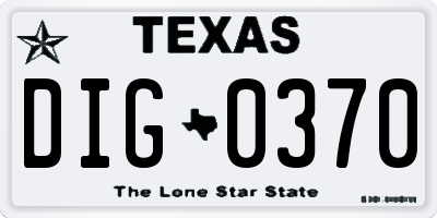 TX license plate DIG0370