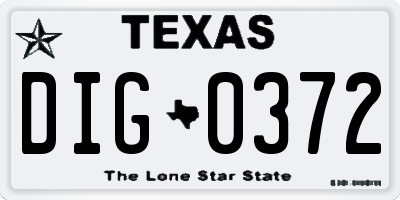 TX license plate DIG0372