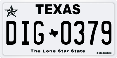 TX license plate DIG0379