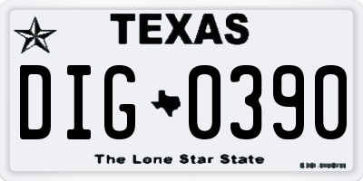 TX license plate DIG0390