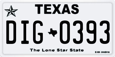 TX license plate DIG0393