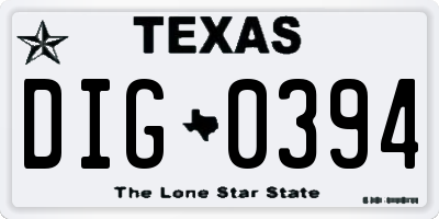 TX license plate DIG0394
