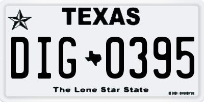 TX license plate DIG0395