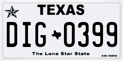 TX license plate DIG0399
