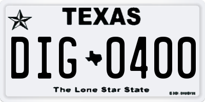 TX license plate DIG0400