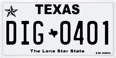 TX license plate DIG0401