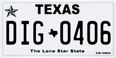 TX license plate DIG0406