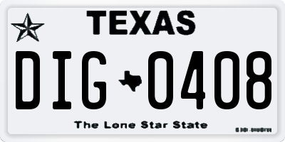 TX license plate DIG0408