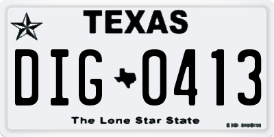 TX license plate DIG0413