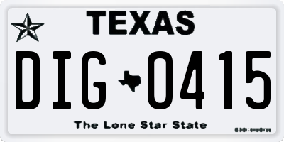TX license plate DIG0415