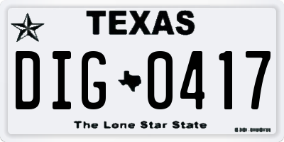 TX license plate DIG0417