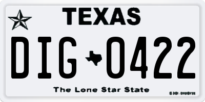 TX license plate DIG0422