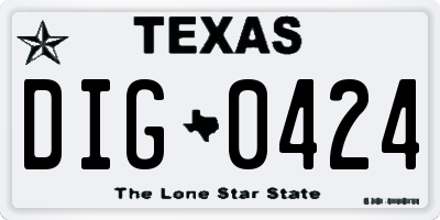 TX license plate DIG0424
