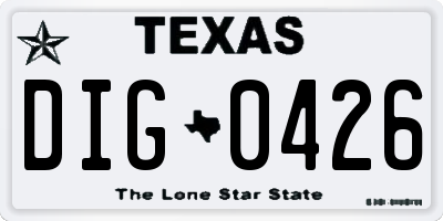 TX license plate DIG0426