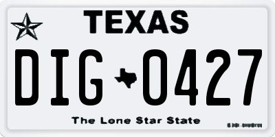 TX license plate DIG0427