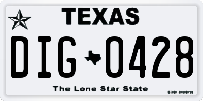 TX license plate DIG0428